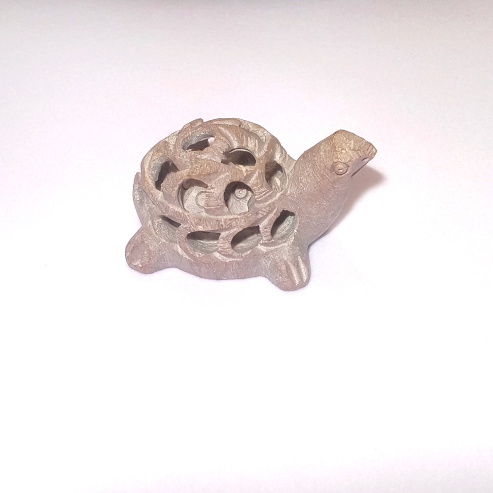 Dainty Hand Carved Turtle within a Turtle Stone Figurine / Sculpture - Picture 5 of 10